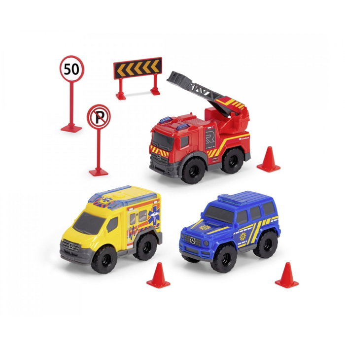 Dickie Micro SOS Station avec 3 véhicules Mercedes-Benz