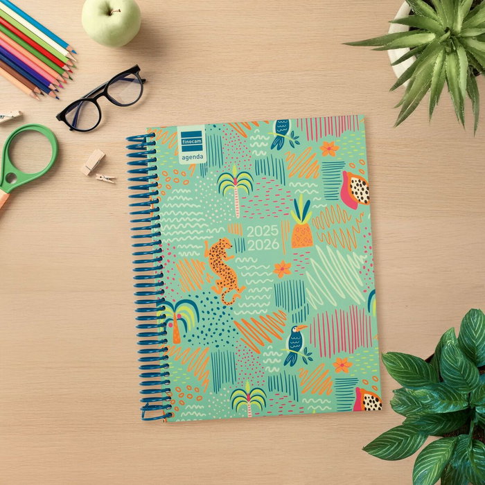 Agenda Finocam DIVA Multicouleur quarto 15,5 x 21,2 cm Jungle 2025-2026 Agenda Finocam DIVA Multicouleur quarto 15,5 x 21,2 cm Jungle 2025-2026