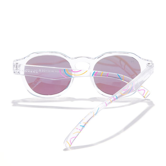 Hawkers WARWICK KIDS Lunettes de soleil enfant rondes polarisées, cristal bleu, #cristal bleu