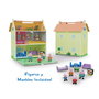 DEQUBE Peppa Pig Maison en Bois Portable avec 4 Personnages - Cuisine, Salon, Chambres et Jardin