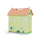 DEQUBE Peppa Pig Maison en Bois Portable avec 4 Personnages - Cuisine, Salon, Chambres et Jardin