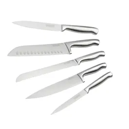 Nirosta Ensemble de 5 couteaux cuisine professionnels en acier inoxydable 18-20 cm - Couteau chef, Santoku, pain, universel et cranté