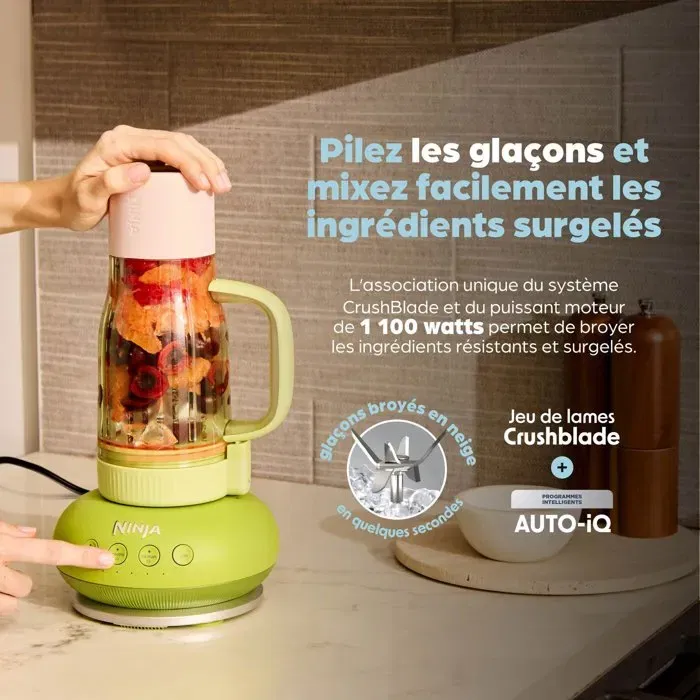Ninja BlendBoss DB351EUST Blender Mélangeur 1200 W, 3 Programmes Auto-IQ, Gobelet Mix-and-Go 760 ml Sans BPA, Minéral, Avec Lames CrushBlade Ninja BlendBoss DB351EUST Blender Mélangeur 1200 W, 3 Programmes Auto-IQ, Gobelet Mix-and-Go 760 ml Sans BPA, Minéral, Avec Lames CrushBlade