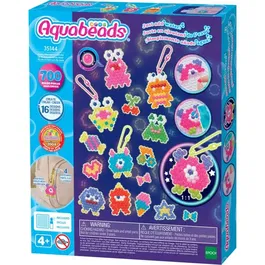 Aquabeads - Kit de Création Monstres Marrants - 700 Perles Dont Néons, Étoiles et Éclats - Avec Attaches Porte-Clés - À Partir de 4 Ans
