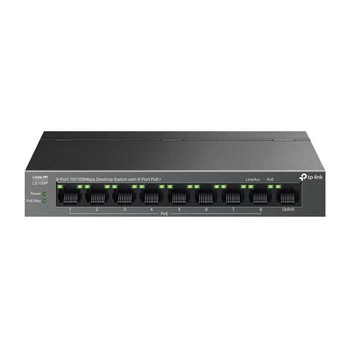 TP-Link LS109P Switch 9 ports 10/100 Mbps avec 8 ports PoE+ 63 W TP-Link LS109P Switch 9 ports 10/100 Mbps avec 8 ports PoE+ 63 W