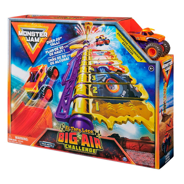 Spin Master - Jeu de construction Monster Jam - Défi Toro Loco Big Air - Avec camion à l'échelle 1:64, catapulte et tour réglable - Pour enfants dès 3 ans