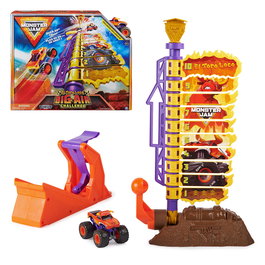 Spin Master - Jeu de construction Monster Jam - Défi Toro Loco Big Air - Avec camion à l'échelle 1:64, catapulte et tour réglable - Pour enfants dès 3 ans