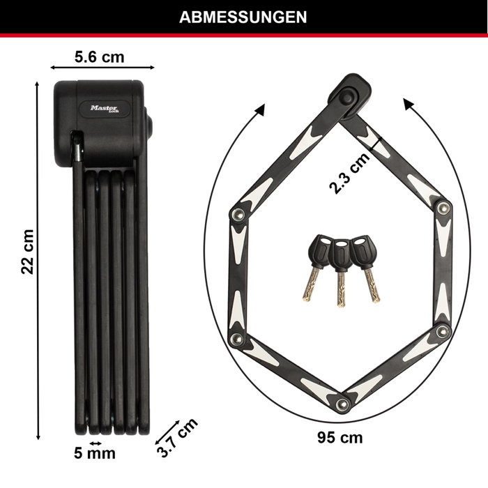 Master Lock Antivol Vélo Pliable 8333EURDPRO en Acier Trempé Master Lock Antivol Vélo Pliable 8333EURDPRO en Acier Trempé