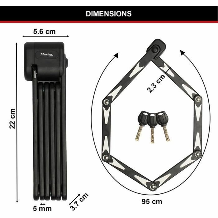 Master Lock Antivol Vélo Pliable 8333EURDPRO en Acier Trempé Noir Master Lock Antivol Vélo Pliable 8333EURDPRO en Acier Trempé Noir