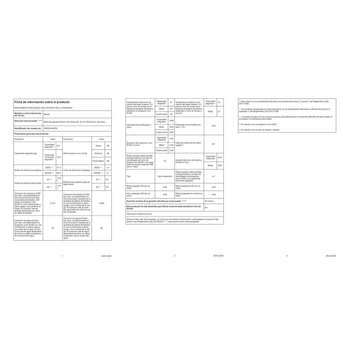 Laveuse - Sécheuse BOSCH WNG244A0ES 1400 rpm 10 kg 9 kg 6 Kg