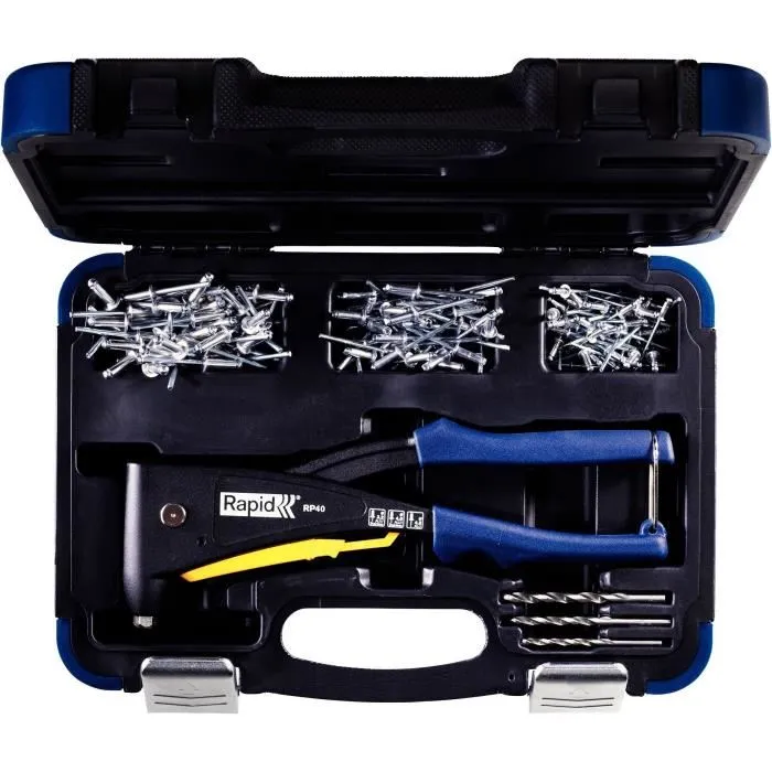 Rapid Pince à river RP40 coffret 250 rivets et forets - 5001127 - Outil polyvalent ergonomique et robuste