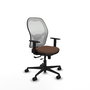 Chaise Jorquera Synchrone/Traslack tissu Marron foncé Maille Blanc Base en nylon noir Accoudoir 1D Sans appui-tête Roulettes 65mm nylon