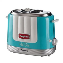 Ariete 206/01 Machine à Hot-dog Party Time Bleue - Compacte, cuisson 5 niveaux et éjection automatique, pour salchichas Frankfurt et buns