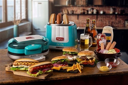 Ariete 206/01 Machine à Hot-dog Party Time Bleue - Compacte, cuisson 5 niveaux et éjection automatique, pour salchichas Frankfurt et buns