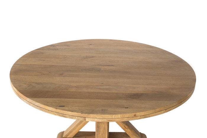 GINER Y COLOMER Table Ronde en Bois de Mango pour 10 Personnes - Design Robuste et Élégant avec Base en Croix et Finition Naturelle