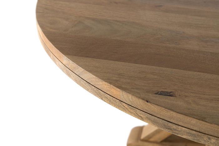 GINER Y COLOMER Table Ronde en Bois de Mango pour 10 Personnes - Design Robuste et Élégant avec Base en Croix et Finition Naturelle