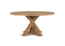 GINER Y COLOMER Table Ronde en Bois de Mango pour 10 Personnes - Design Robuste et Élégant avec Base en Croix et Finition Naturelle