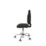Chaise de bureau Algarra avec mécanisme de contact permanent de base, recouverte de tissu noir. Équipée d'une base chromée, sans accoudoirs et avec butées