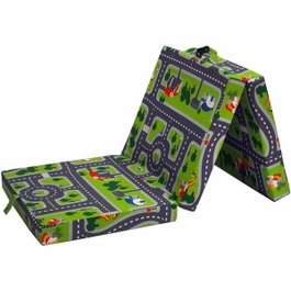 BigBuy Home Chauffeuse Pliante SAMBA Vert Motif Circuit Voiture
