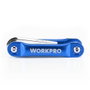 Workpro Jeu de 8 clés Allen pliables métriques, acier chromé vanadium, tailles 1,5-8 mm, bleu