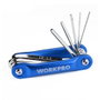 Workpro Jeu de 8 clés Allen pliables métriques, acier chromé vanadium, tailles 1,5-8 mm, bleu