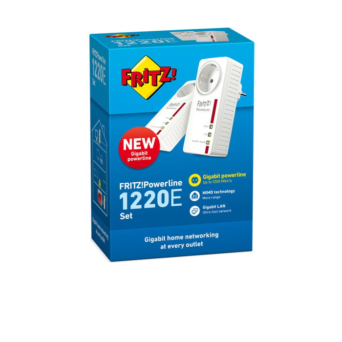 Fritz! Powerline 1220E Adaptateur CPL 1200 Mbps 2 Ports LAN Gigabit