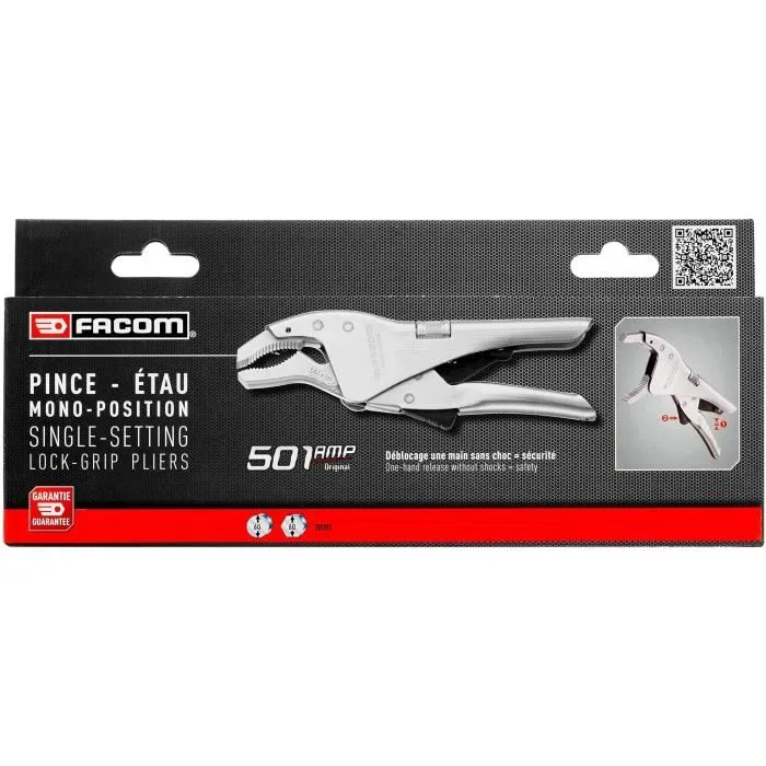 Facom Pince étau 500APB avec gâchette de déblocage, utilisation à une main et rainure pour serrage de tubes