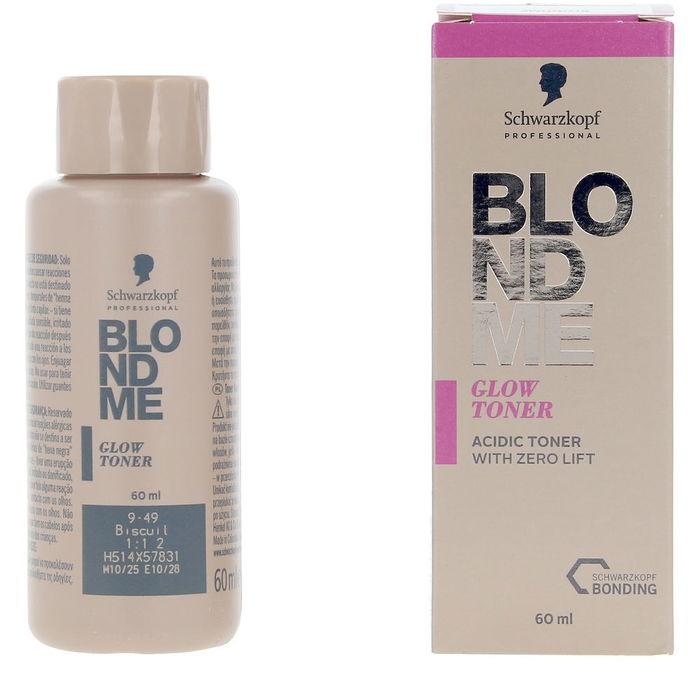 Schwarzkopf Blondme Toner AcidicGlow pour cheveux éclaircis - Brillance Cookie 9.5-74, atténue les reflets indésirables, 60 ml