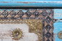 Giner y Colomer - Malle de rangement buffet en bois de manguier bleu vieilli avec poignées en bronze, dimensions 116x40x45 cm
