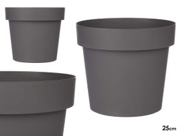 Ibergarden Pot en plastique gris 25 cm de diamètre 22,5 cm de hauteur 6,7 L (Set de 12)