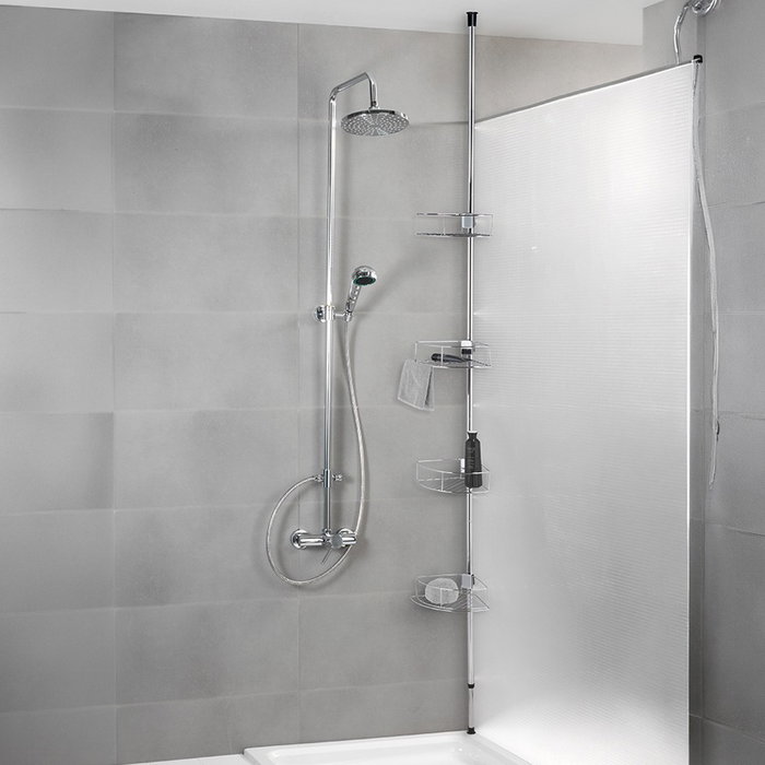 Wenko Dolcedo Rinconera télescopique en acier inoxydable 4 paniers 31 x 23 x 65 - 275 cm