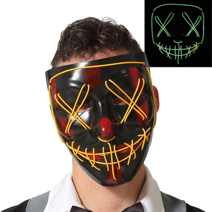 BigBuy Carnival Masque Halloween Assasin Noir avec Lumière Orange Fluorescente BigBuy Carnival Masque Halloween Assasin Noir avec Lumière Orange Fluorescente
