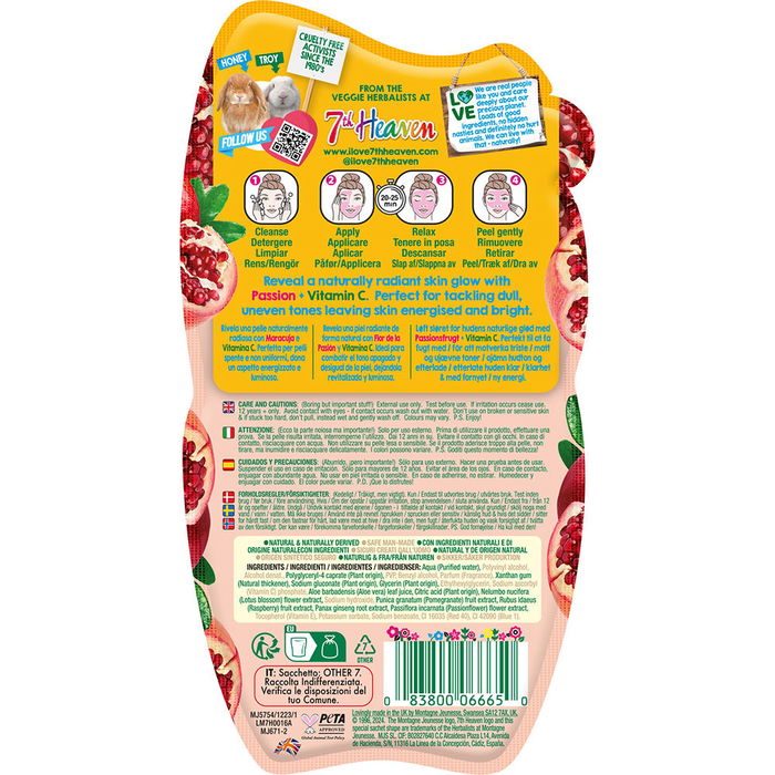 7Th Heaven Masque Peel-Off Éclaircissant à la Passiflore et Vitamine C 10 ml