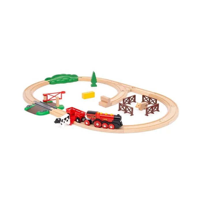 Ravensburger BRIO World Circuit Campagne Locomotive à piles - Coffret de 24 pièces