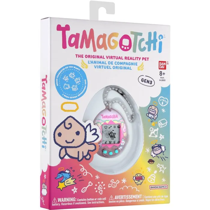 Tamagotchi - Tamagotchi original Angel Teacup - Animal électronique virtuel de poche avec écran couleur, 3 boutons et mini-jeux - Édition thé rétro