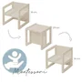 ROBA Tabouret Évolutif Enfant - Style Campagne - 3 Hauteurs Réglables - Assise Réversible - Bois Robust - Beige Cachemire