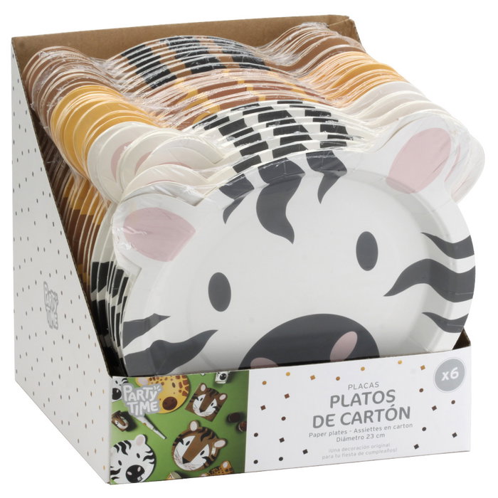 Party Time Lot de 6 assiettes motif savane