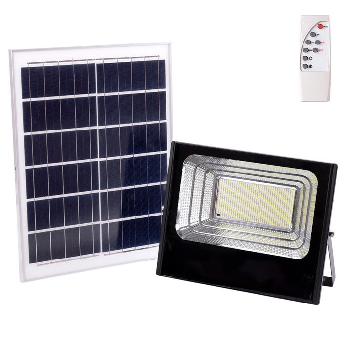 Projecteur solaire LED 200 W 6500 K avec panneau 6 V/20 W et télécommande, Blanc froid