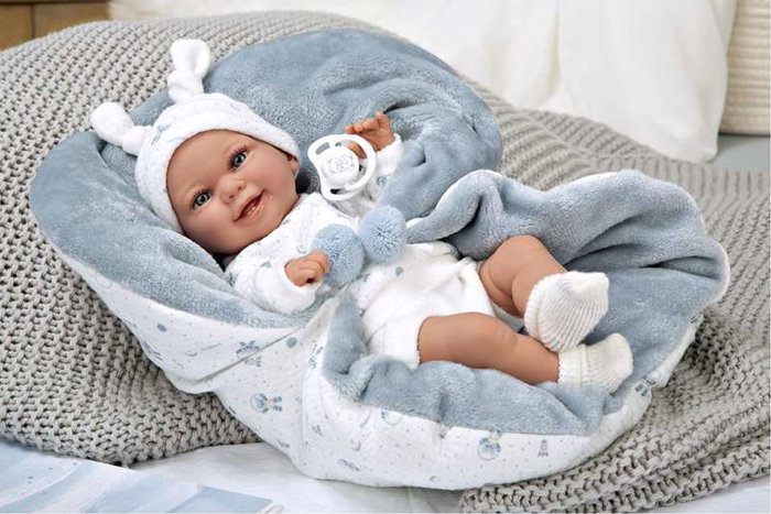 Muñecas Arias Muñeca Elegance - Poupée d'étreinte pondérée de 35 cm bleue avec couverture - Muñeco de Peso - 3 ans et plus Muñecas Arias Muñeca Elegance - Poupée d'étreinte pondérée de 35 cm bleue avec couverture - Muñeco de Peso - 3 ans et plus