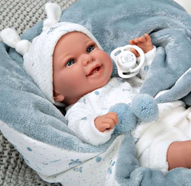 Muñecas Arias Muñeca Elegance - Poupée d'étreinte pondérée de 35 cm bleue avec couverture - Muñeco de Peso - 3 ans et plus Muñecas Arias Muñeca Elegance - Poupée d'étreinte pondérée de 35 cm bleue avec couverture - Muñeco de Peso - 3 ans et plus