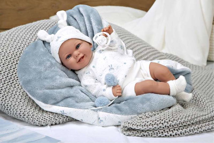 Muñecas Arias Muñeca Elegance - Poupée d'étreinte pondérée de 35 cm bleue avec couverture - Muñeco de Peso - 3 ans et plus Muñecas Arias Muñeca Elegance - Poupée d'étreinte pondérée de 35 cm bleue avec couverture - Muñeco de Peso - 3 ans et plus