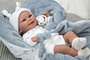Muñecas Arias Muñeca Elegance - Poupée d'étreinte pondérée de 35 cm bleue avec couverture - Muñeco de Peso - 3 ans et plus
