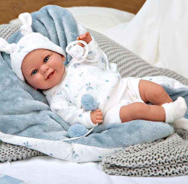 Muñecas Arias Muñeca Elegance - Poupée d'étreinte pondérée de 35 cm bleue avec couverture - Muñeco de Peso - 3 ans et plus Muñecas Arias Muñeca Elegance - Poupée d'étreinte pondérée de 35 cm bleue avec couverture - Muñeco de Peso - 3 ans et plus
