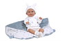 Muñecas Arias Muñeca Elegance - Poupée d'étreinte pondérée de 35 cm bleue avec couverture - Muñeco de Peso - 3 ans et plus
