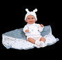 Muñecas Arias Muñeca Elegance - Poupée d'étreinte pondérée de 35 cm bleue avec couverture - Muñeco de Peso - 3 ans et plus
