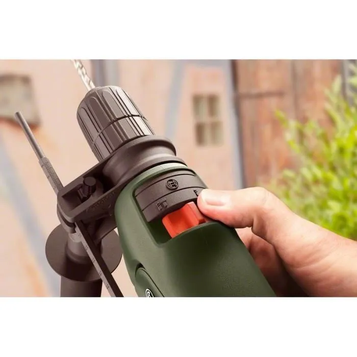 Bosch - Perceuse à percussion EasyImpact 600 (600W) avec coffret, poignée supplémentaire et butée de profondeur - Mandrin automatique