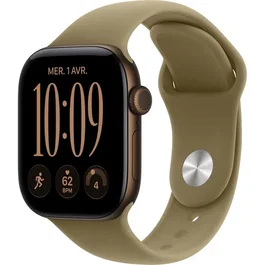 Apple Watch Series 12 GPS - 42mm - Boîtier Dark Bronze Aluminium - Bracelet Olive Sport Band - S/M