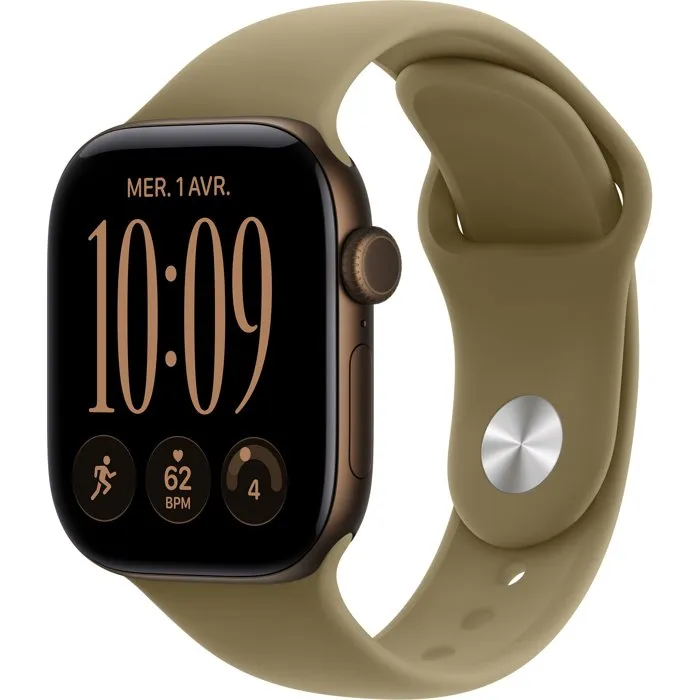 Apple Watch Series 12 GPS - Boîtier Dark Bronze Aluminium - Bracelet Olive Sport Band S/M Apple Watch Series 12 GPS - Boîtier Dark Bronze Aluminium - Bracelet Olive Sport Band S/M