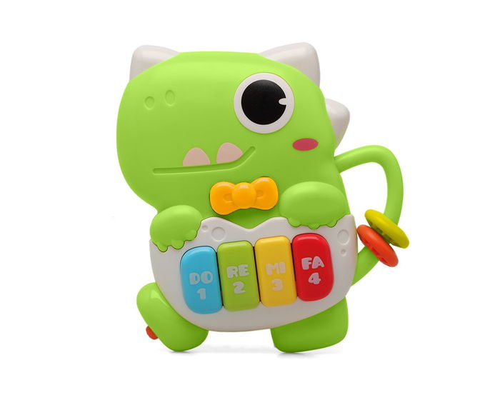 KioKids Jouet Musical Dinosaurie Vert pour Bébé 6+ Mois - Piano, Sons d'Animaux, Mélodies, Lumières Clignotantes