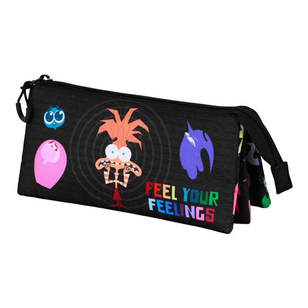 Karactermania Del Revés 2 / Inside Out 2 Feeling - Étui triple portatout en ripstop 23 x 8 x 11 cm avec trois compartiments à fermeture éclair